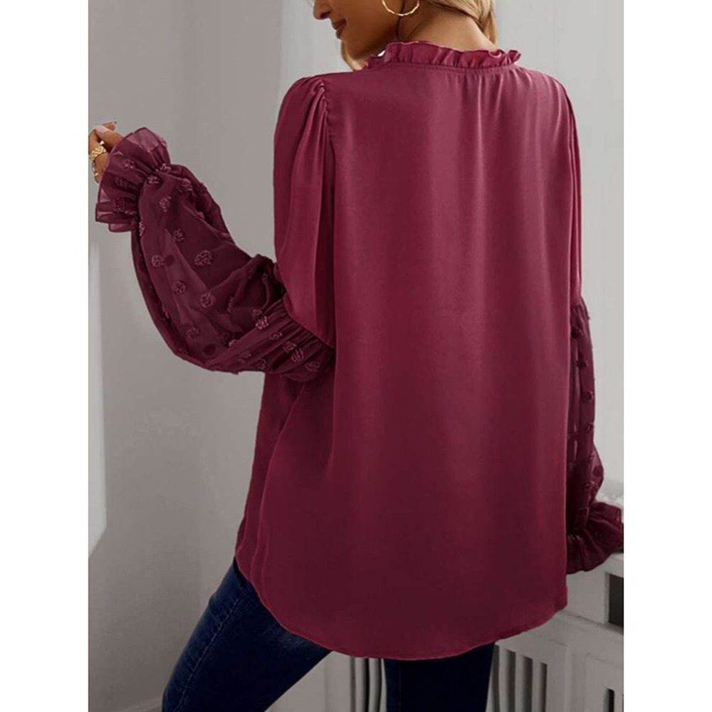 🥀 BOHO BURGUNDY LOOSE FIT BLOUSE! - Picture 2 of 7
